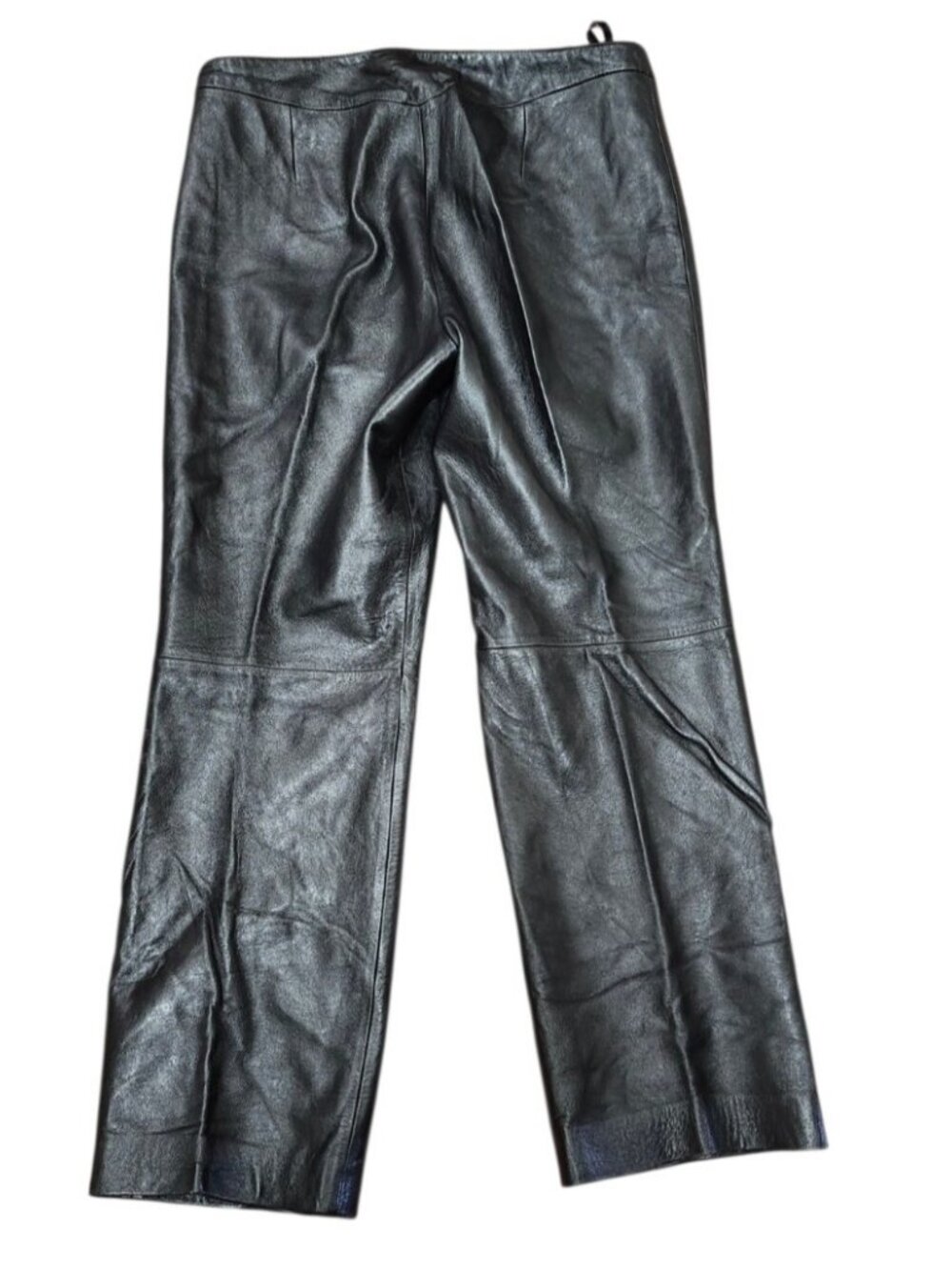 Vintage Y2K Express Women’s Black Leather Pants Size 7/8 Cropped Straight Leg - Picture 5 of 10